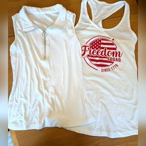 Two White Sleeveless Tank Tops